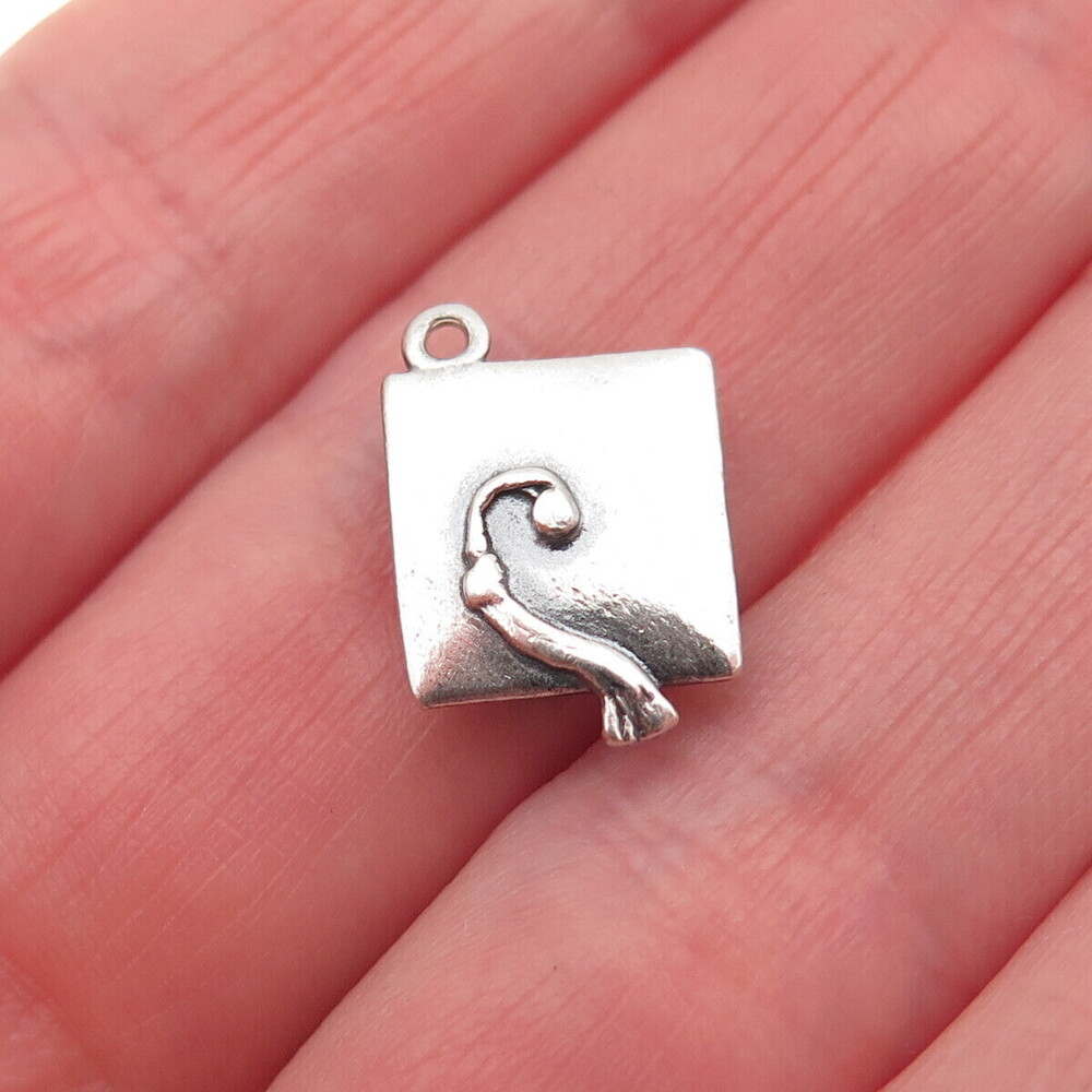 James Avery 925 Sterling Silver Vintage Graduation Hat 3D Mini Charm Pendant